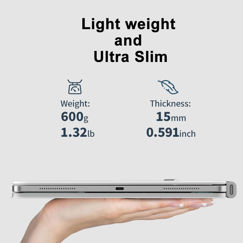 Custom Logo Magic Keyboard Case for iPad Aluminum Alloy Panel 7-Color Backlit Multi-Touch Trackpad Voice Input