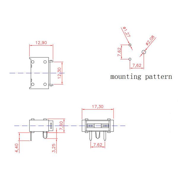 32V Mini 153-PC Series PCB Mount Fuse Holders for 297 Mini Style Blade Fuse