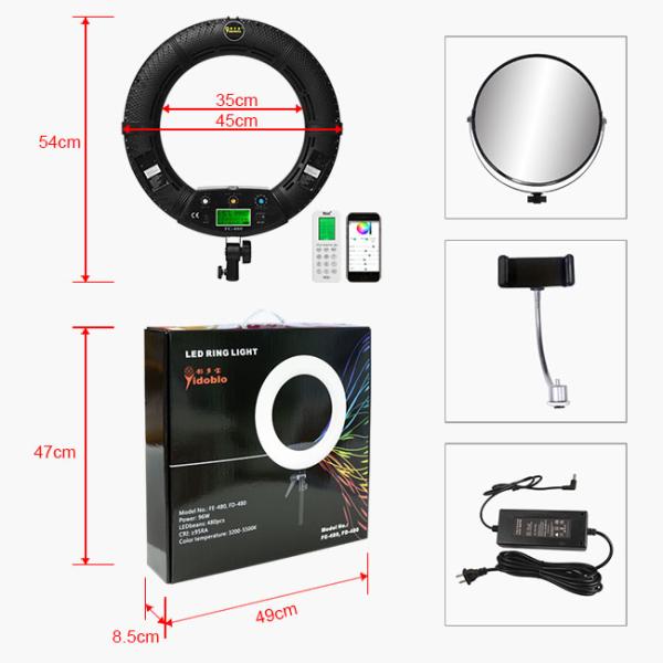 Remote Control 18 Inch LED Ring Light Portable Full CCT 2800 9990K Makeup Kit With Mirror