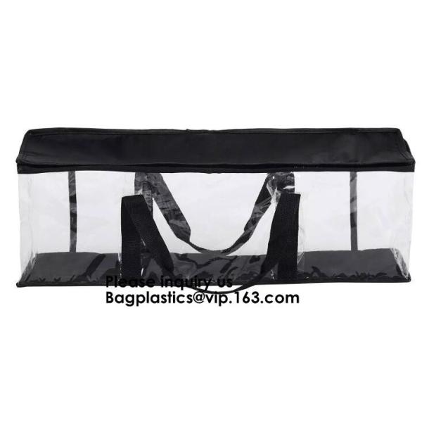 Clear Zipper Bag With Compression Packing Closure,Toiletry Bag With Pink Trim And Zipper Closing PVC zipper pouch bageas