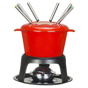 China Enamel coated cast iron fondue set on sale