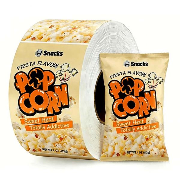Multi color printed plastic laminated roll film custom size for condiment snack automatic packaging