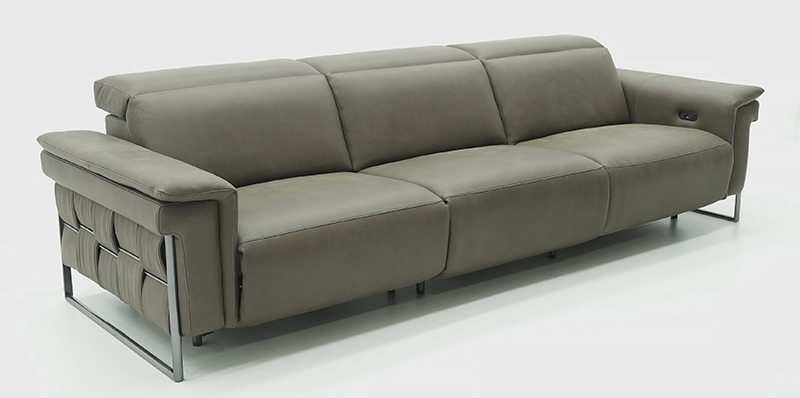 Modern Recliner Sofa with Adjustable Headrests and Metal Frame – High Back