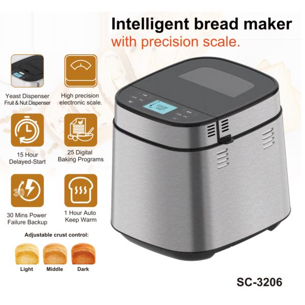 Multifunctional Household Bread Maker 25 Menus 15 Hour Delay Start and Keep Warm Mode