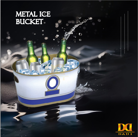 DADI Elliptic Personalized Tinplate Ice Bucket Luxury Engraved Drinks Cooler Bucket