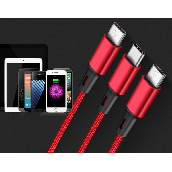 Fast Charging CE 3 in 1 USB Data Cable For Android Phone 120cm