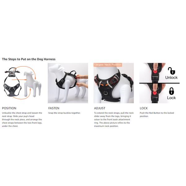 Locking Security Nylon Dog Harness No Pull Easy Control For Large Dogs