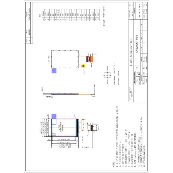 2.0 Inch IPS TFT Display 240*320 Free View Angle