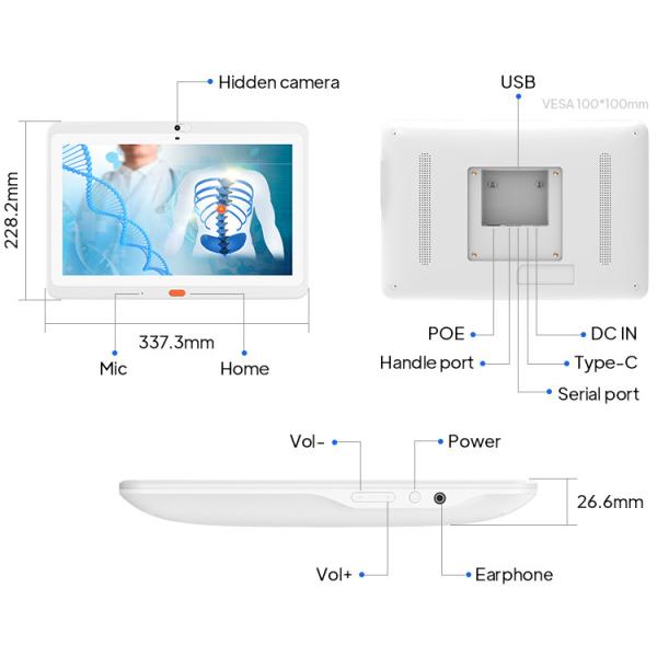 Wall Mount Hospital Medical Android Tablet With Patient Call Handle Service