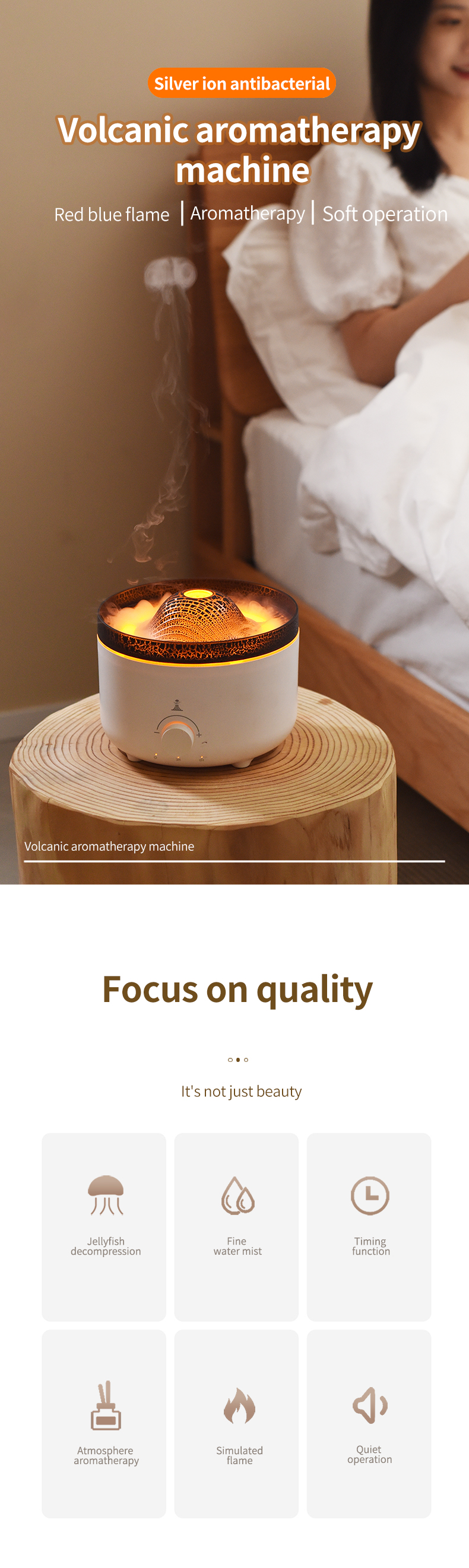 Ultrasonic Flame Light Fragrance Diffuser with LED 560ml Large Capacity Portable Home Humidifier & Air Freshener Type-C Powered