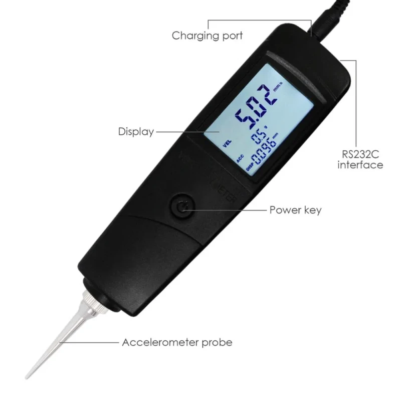VM-213 Pen Type Vibration Meter front view showing digital display and controls