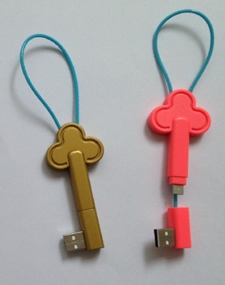 Quality Archaized Key Shape Charging Data Sync Cable, USB To Micro for sale