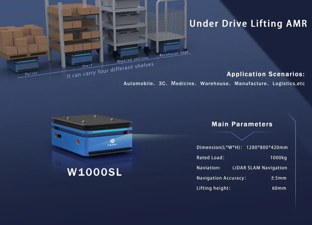 Double Wheel Differencial Drive Material Handing Agv Robot with CE Certification