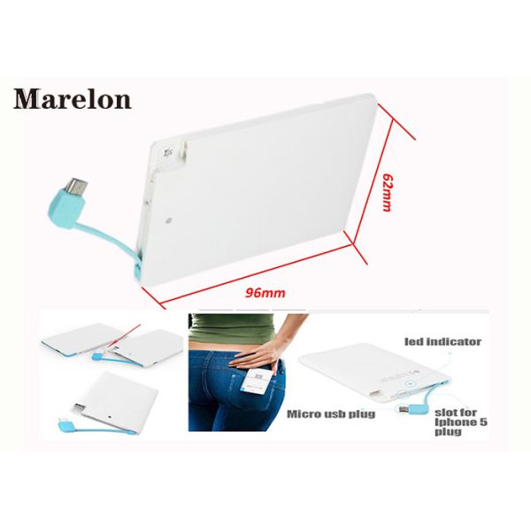 High Transfer Efficiency Slim Power Bank Smart Capacity Display With Cable