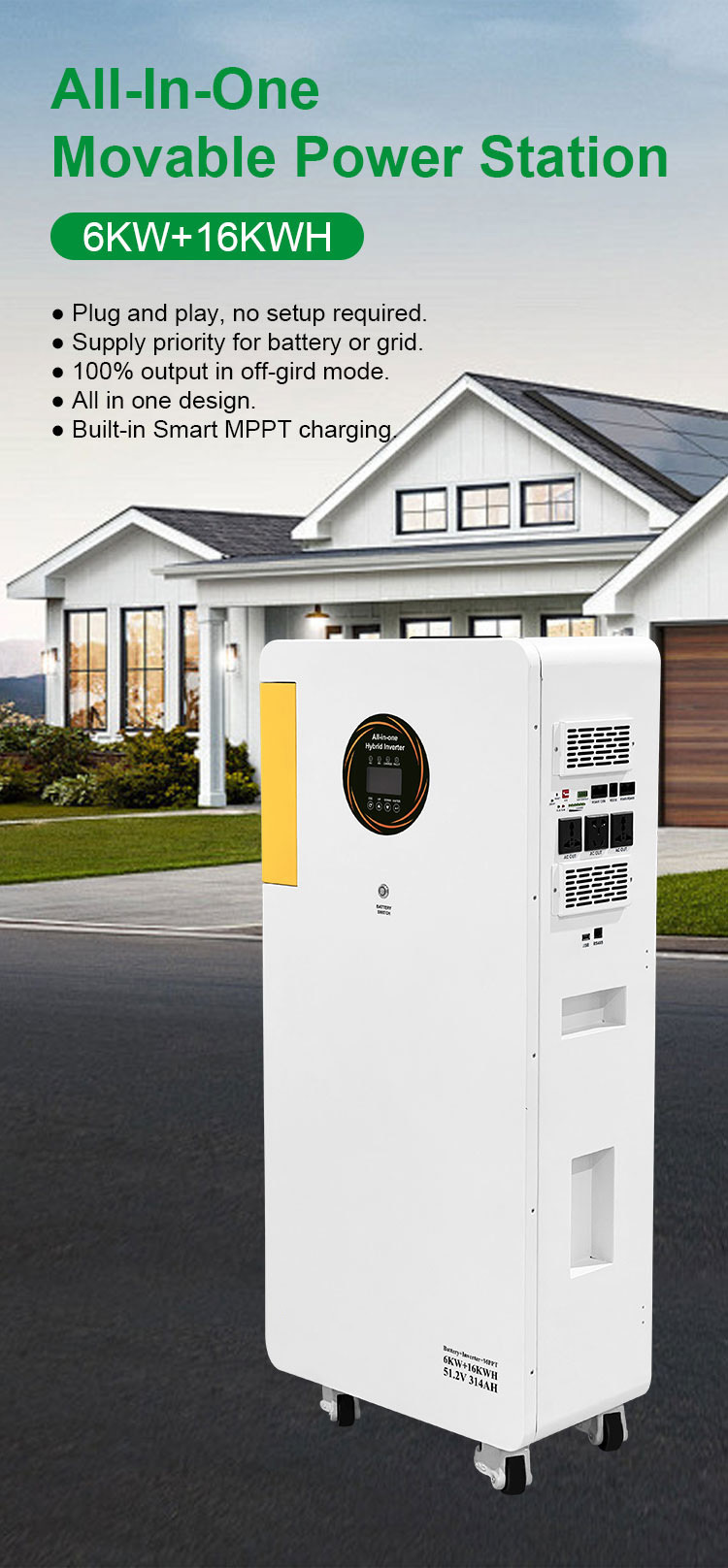 Off-Grid All In One Solar Generator 16KWh Built-in MPPT