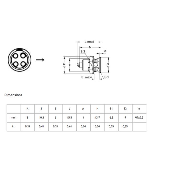 Black Chormed Lemo 00B M7 4pin Metal Connectors FGG.00.304/EGG.00.304