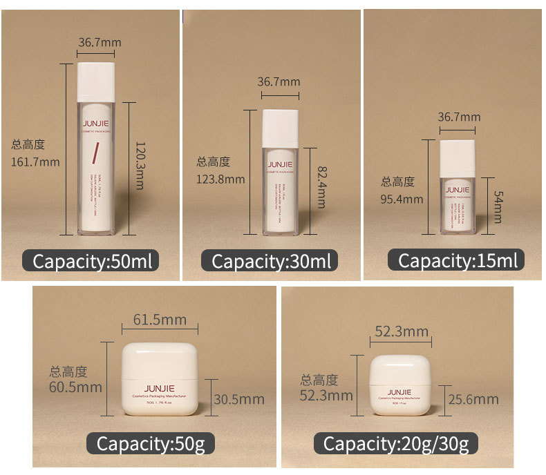 Cosmetic Square Airless Pump Bottle 50ml 1.76oz Plastic for Thick Liquid Foundation Skin Care Serum Lotion Customizable Colors