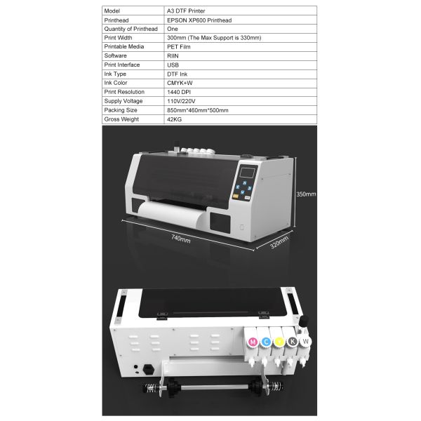 Full-Automatic DTF Printer with Multi Color Printing and 30cm Printing Width for Digital T-Shirt Printing