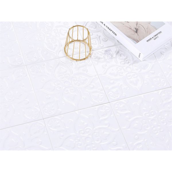 White Ceramic Rustic Tile 200x200mm Antibacterial Wall & Floor