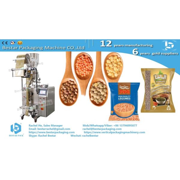 How to pack fried peas sachets [Bestar] small packing machine with cup dosing system BSTV-160A