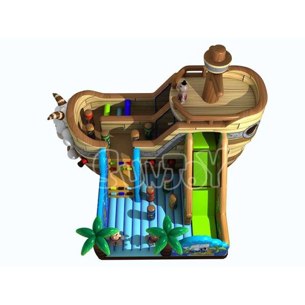 Pirate Ship 0.55mm Plato Inflatable Amusement Park For Kids