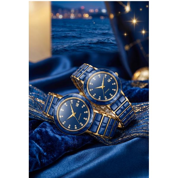 Celastine Blue — Sapphire Ceramic Couple Watch Set