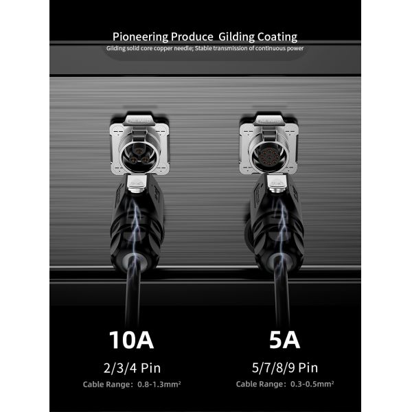 Cnlinko M16 PBT Plastic and Metal 16AWG Waterproof Power Connector 8 Pin Plug Socket