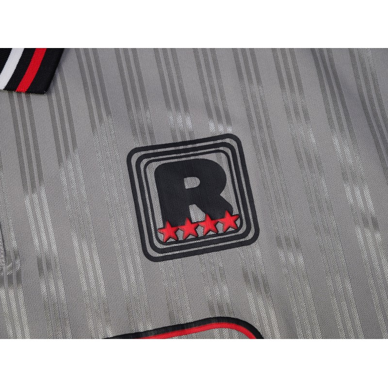 Customized Vintage Letter Puff Printed V-neck Oversized Fit Breathable Quick-dry Knitted Fabric 100% Polyester Short Sleeve