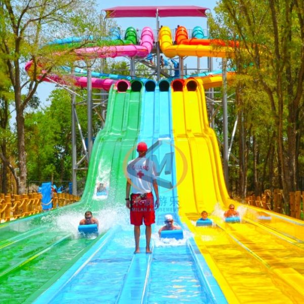 Water park slide and splash pad equipment