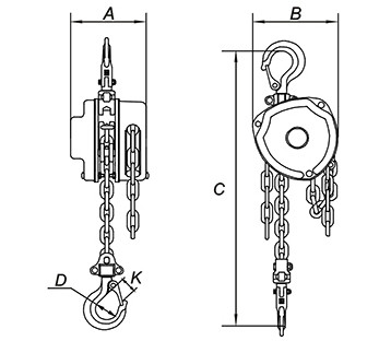 0.5 Ton Small Size Hand Chain Block Lifting Chain Hoist Standard Lifting Height 2.5m