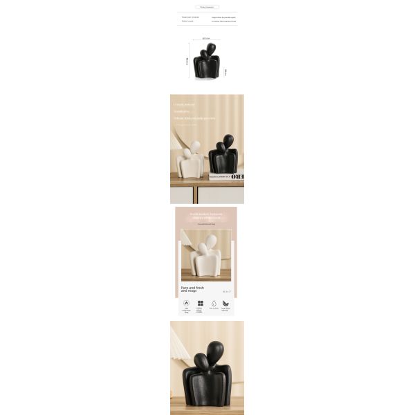Elevate Your Space with Unique Bamboo Abstract Lovers Statue Ceramic Art Sculpture