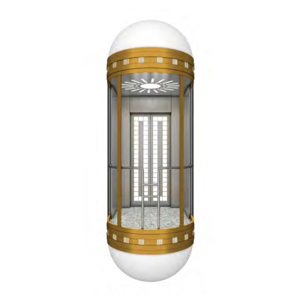 Decorative Mirror Gold Glass Elevator Observation Lift 630kg Load