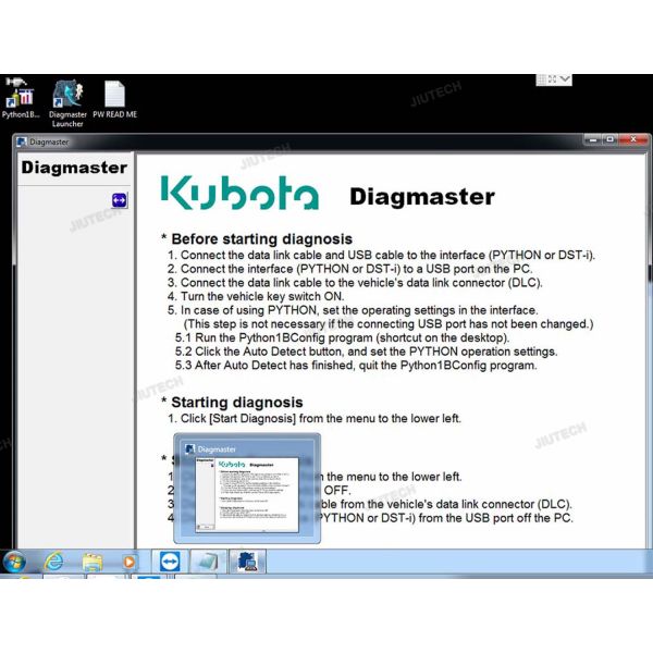 For KUBOTA DIAGNOSTIC Kit PYTHON For Kubota Diagmaster Python Interface KUBOTA Takeuchi Diagnostic Tool+F110 Tablet