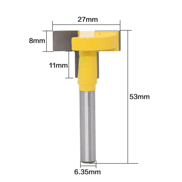 1/2'' and 1/4'' T-Slot Milling Cutters 6mm 8mm Shank T-Track Router Bit Straight Edge for Wood Cutter Woodworking Tools