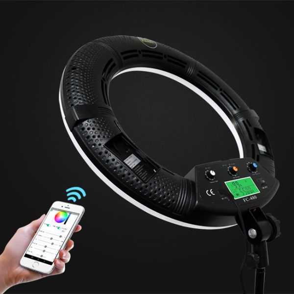 RGB 95Ra LED Color Changing Ring Light , Bluetooth Remote Control Ring Light FC-480