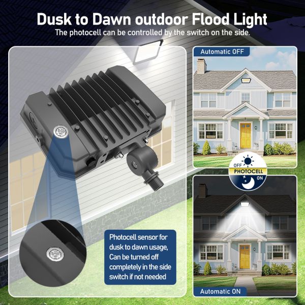 Outdoor LED Flood Light With Photocell High Lumen 140LM/W 100W 120W 150 Watt For Parking Lot Facade Lighting
