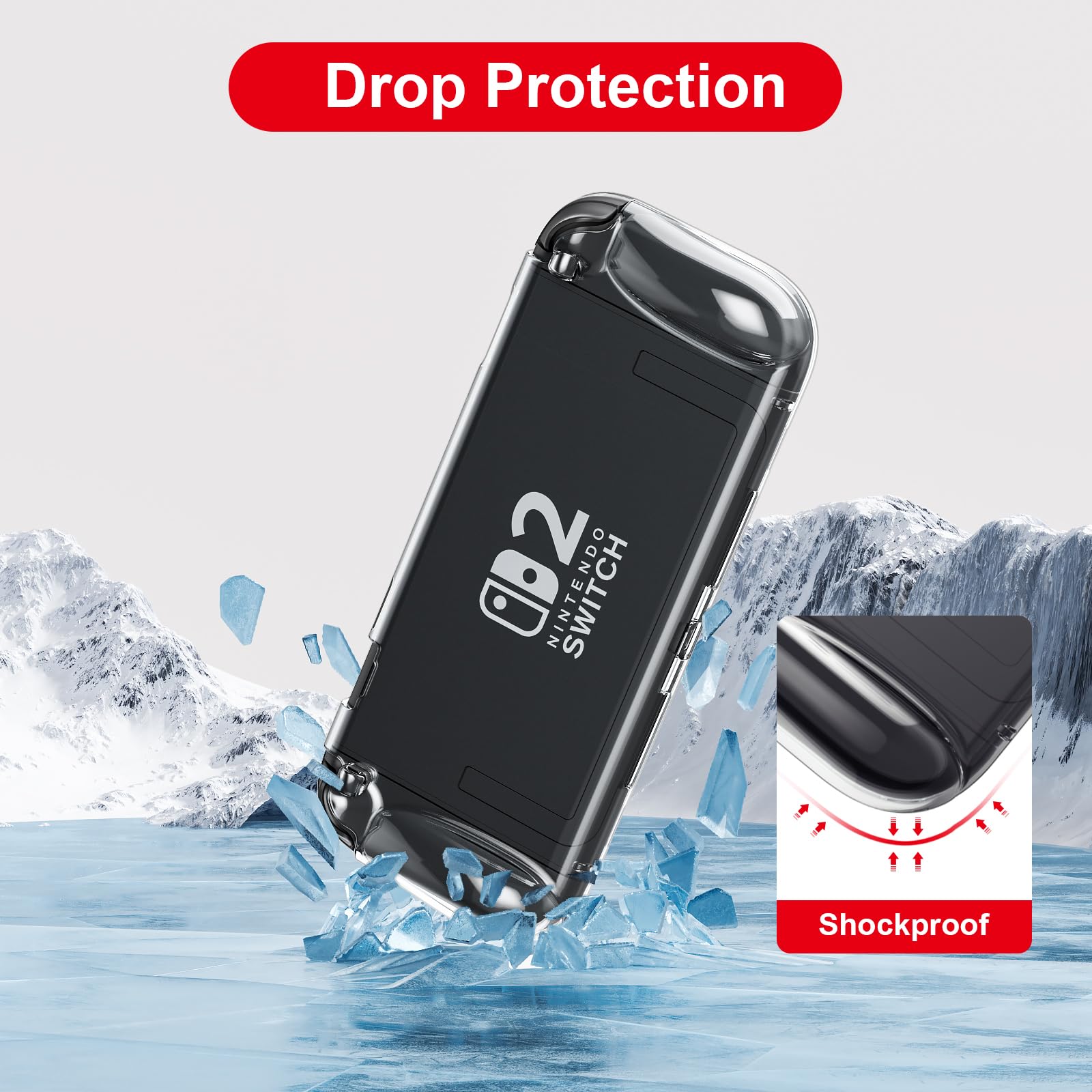 Laudtec for Switch 2 Case (2025), Sanyetral Premium Soft TPU Lightweight Shockproof Clear Cover for Nintendo