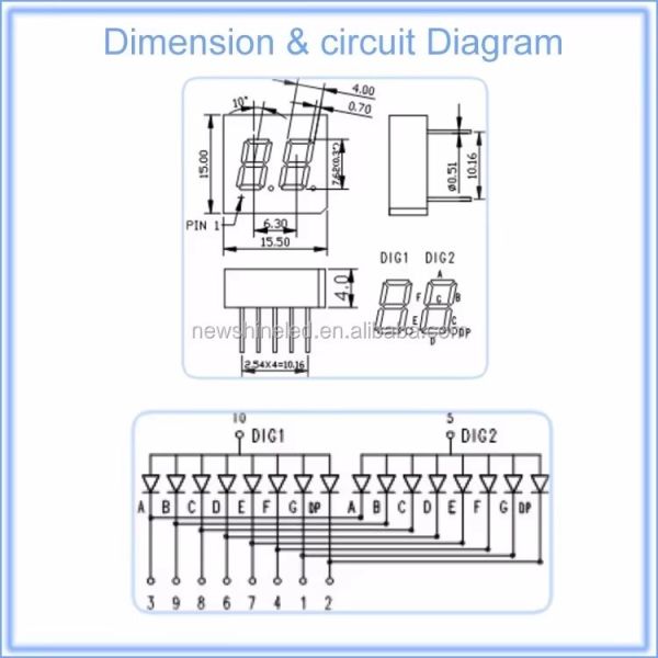 High Visibility LED 2 Digit 7 Segment Display 0.30 Inch Size Suitable for Electronic Devices and Measurement Instruments