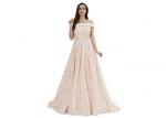 Elastic Bands Sexy Off Shoulder Long Evening Gowns Light Pink Color