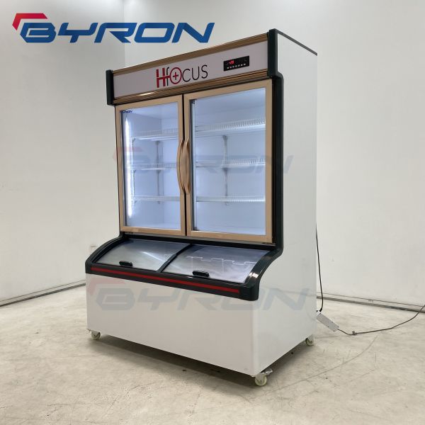 Vertical Triple Door Display Freezer Convenience Store Coolers Adjustable
