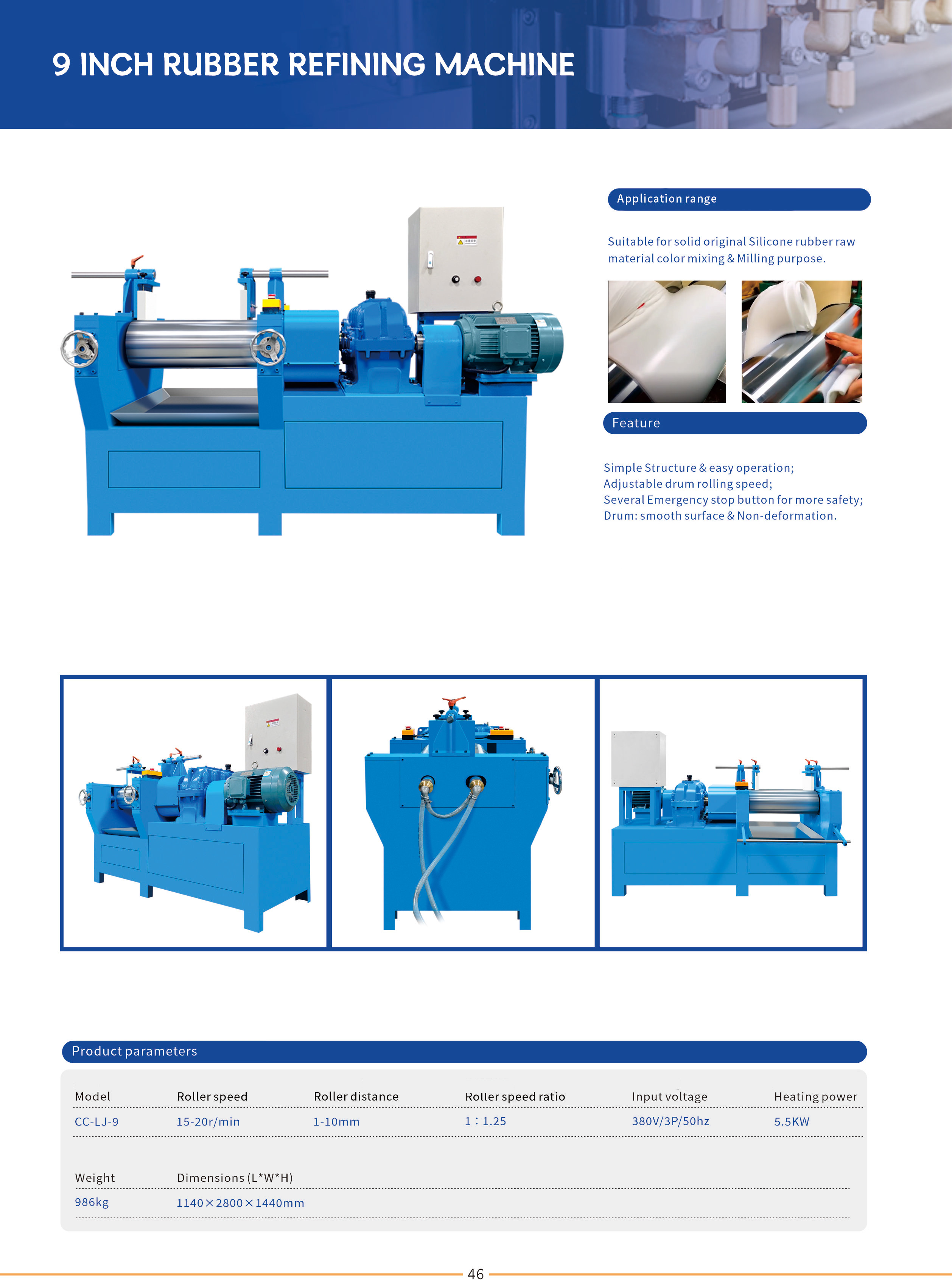9 Inch Rubber Internal Mixer Machine Refining Machine for Solid Original Silicone Raw Material