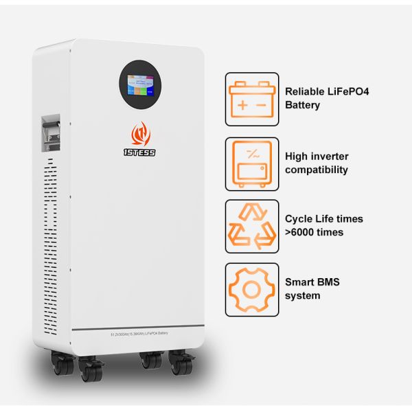 Home Lithium Storage Power 15.36kWh with Built-in Wheels Easy Setup Remote Monitoring Stable