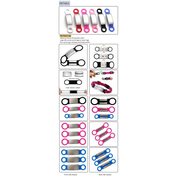 Stainless Steel Personalised Pet Tags Slide On Dog Collar Name Tags