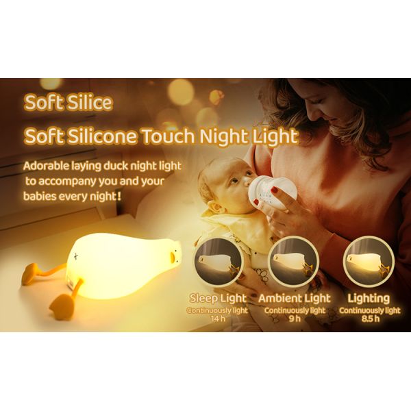 Cute Bedroom Silicone Night Lamp Rechargeable Nursery Nightlight Timer Function Bedside Lamp