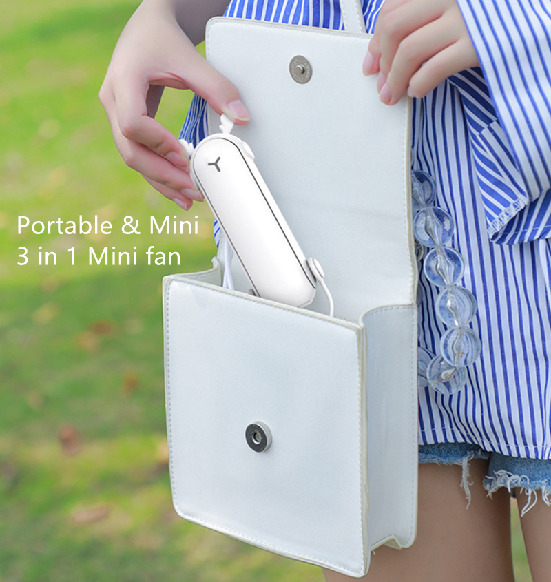 LED Torch Power Bank Output Rechargeable USB Portable Cooling Personal Table Pocket Mini Foldable Handheld Fan