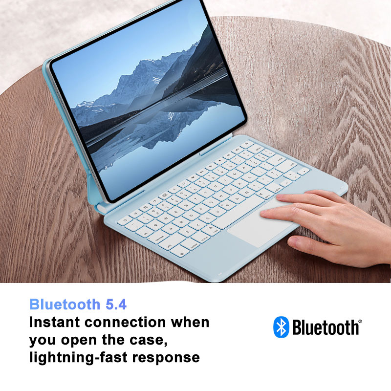 Custom Language Wireless BT Smart Trackpad Magnetic Keyboard with RGB Backlit for iPad Air 13" and iPad Pro 12.9"