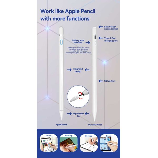 Pressure Sensitive Tablet Stylus Pencil Plastic Tip For Digital Devices