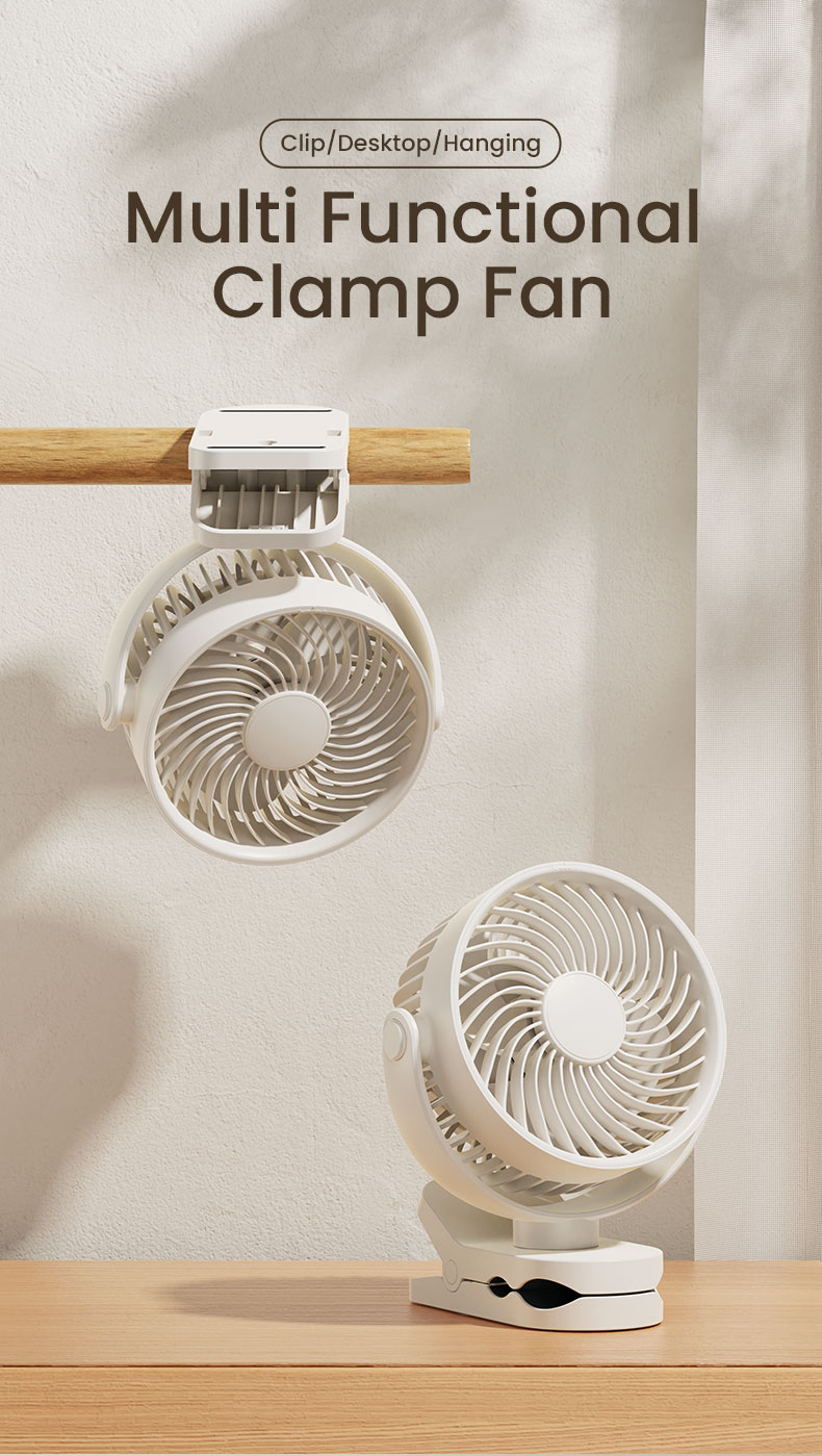 Customizable Rechargeable Clip Fan High Capacity Battery Designed for Outdoor Bedroom Office Hospital Use Cooling Functionality