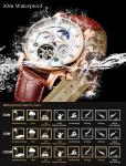 KINYUED Men Luxury Brand Wrist Watch Strap Mechanical Automatic Moon Phase Watch
