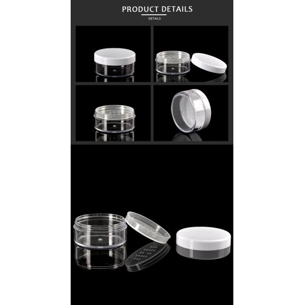 24g Clear Empty Loose Powder Container Round Makeup Reusable Plastic Jar Travel Size